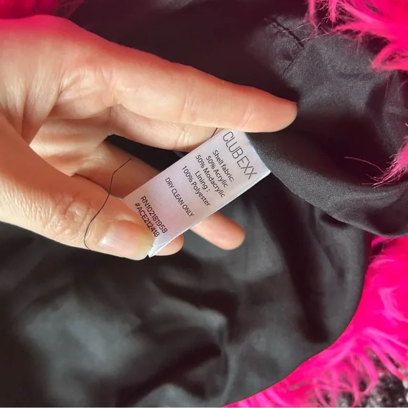 NWT club exx dolls kill black and pink split furry fluffy jacket - Picture 6 of 7